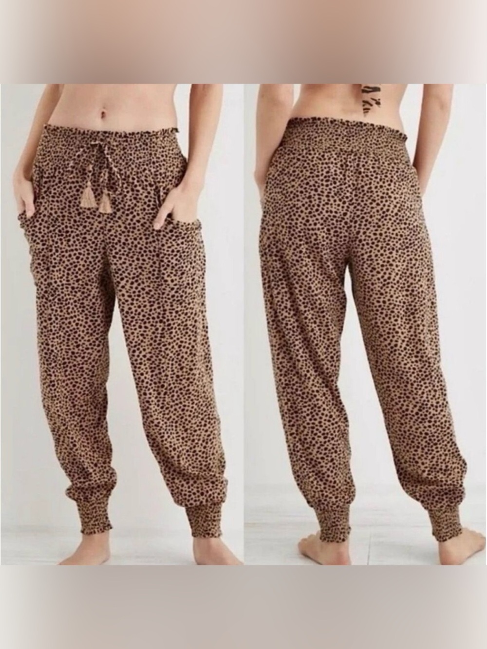 Aerie Cheetah Print Harem Easy Jogger Pants Size Medium